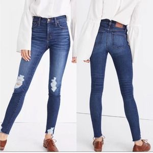 Madewell Skinny Skinny Jeans Womens Distressed Mid Rise Stretch Ankle Soft 26